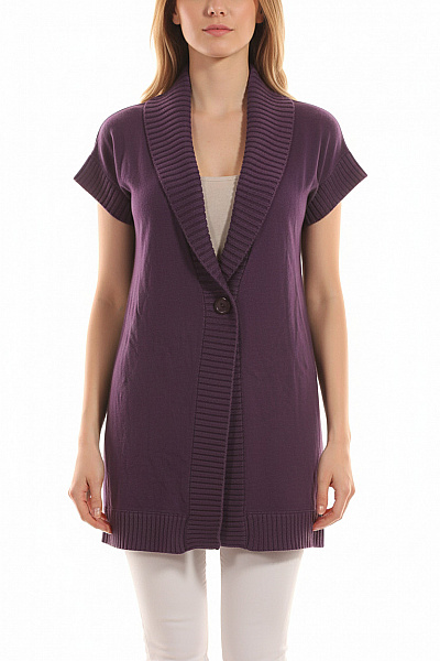 Dlouhá Dámská Vesta Fialová Vel.  L