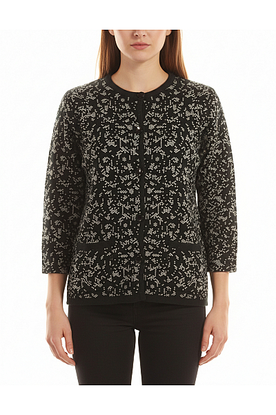 Dámský Cardigan Černobílý Second Hand Vel. XL