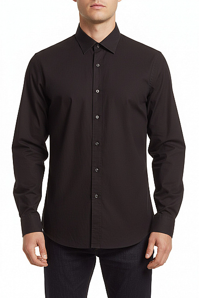 Shirt Factory Pánská Košile Jednobarevná Černá Vel. 41