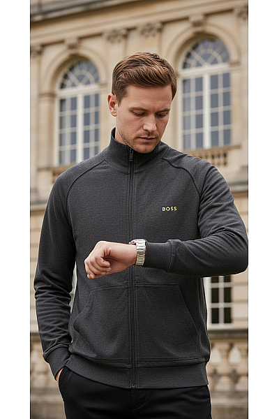 Hugo Boss Pánská Mikina Na Zip Šedá Vel. S