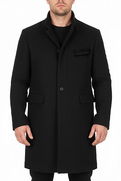 Pánský Kabát Vlněný Černý Vel. 52