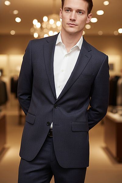 HACKETT Společenské Pánské Sako Vlněné Modré