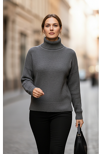 Dámský Rolák Vlněný Šedý Massimo Dutti Second Hand Vel.  S
