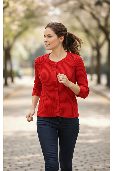 Dámský Cardigan Červený REPEAT Cashmere Second Hand Vel. 36