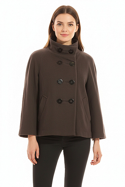 Dámský Krátký Kabátek Hnědý HALLHUBER Second Hand Vel. 38