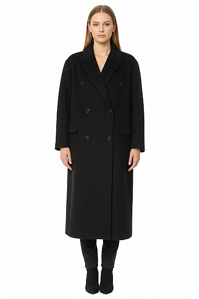 Dámský Dlouhý Kabát Vlněný Černý Weekday Vel. XL