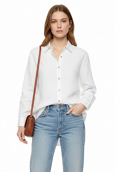 Dámská Košile Lněná Bílá Outlet Vel. L