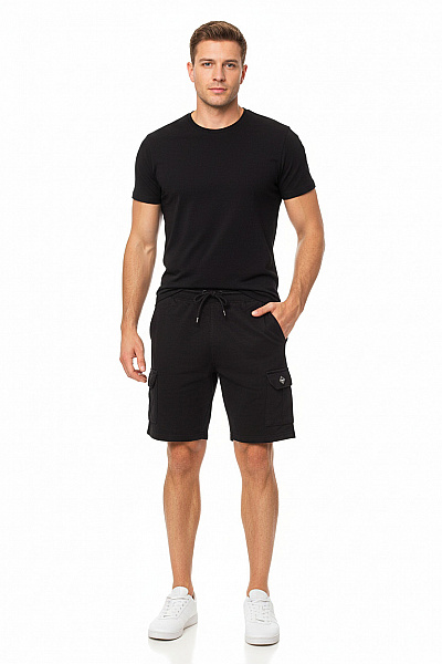 THREADBARE Pánské Teplákové Kraťasy Černé Vel. M