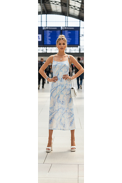 VERO MODA  Šaty S Ramínky Modré Vel. M