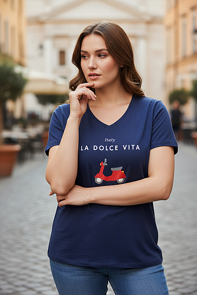 Dámské Tričko S Potiskem Modré Vel. XXL