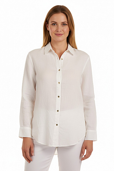 Letní Dámská Košile Lněná Bílá Vel. L