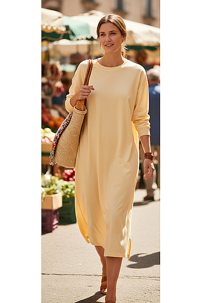 SAMSOE  Mikinové Šaty Béžové Vel. XL