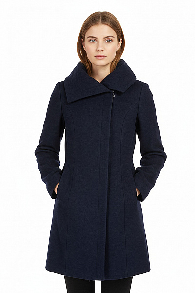 Gestuz Krátký Dámský Kabát Vlněný Modrý Second Hand Vel. 34