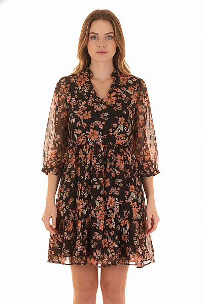 šaty S Krátkým Rukávem Z Chiffonu Polyesterové Barevné 