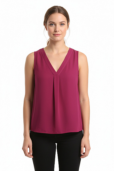 Halenka Bez Rukávů Jednobarevná Polyesterová Fialová 