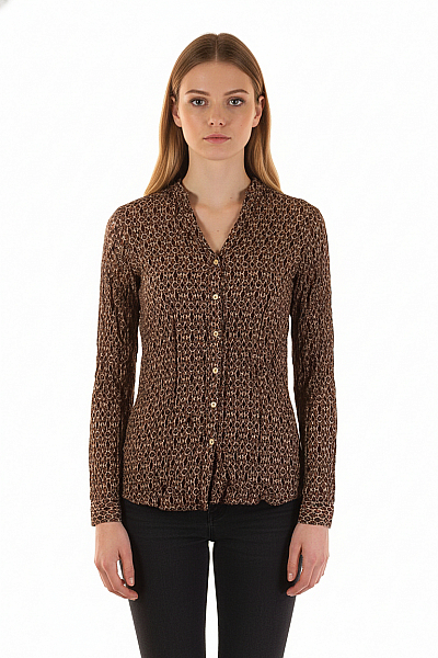 Vzorovaná Dámská Košile Hnědá Terranova Vel. S