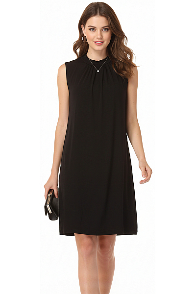 Večerní Šaty Bez Rukávů Polyesterové Černé 