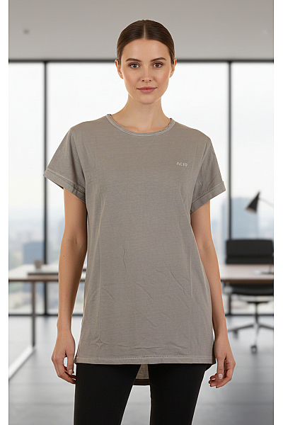 Jednoduché Dámské Tričko S Krátkým Rukávem Bavlněné Šedé 