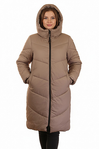 Dámská Zimní Dlouhá Bunda Béžová Second Hand Vel. M