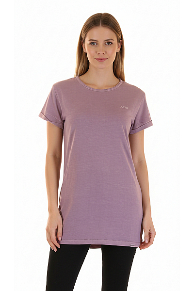  Jednoduché Dámské Tričko S Krátkým Rukávem Bavlněné Fialové