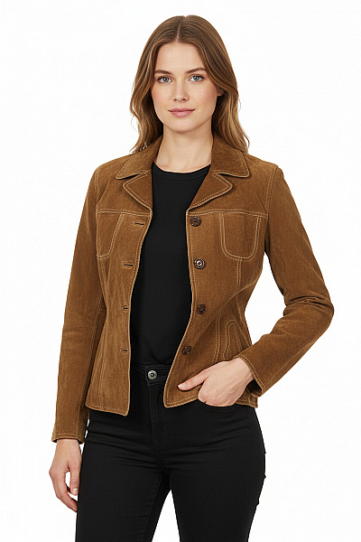 Gipsy Dámské Sako Kožené Hnědé Second Hand Vel. M