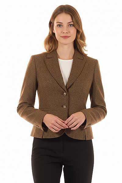 Společenské Dámské Sako Vlněné Hnědé HALLHUBER Vel. 38