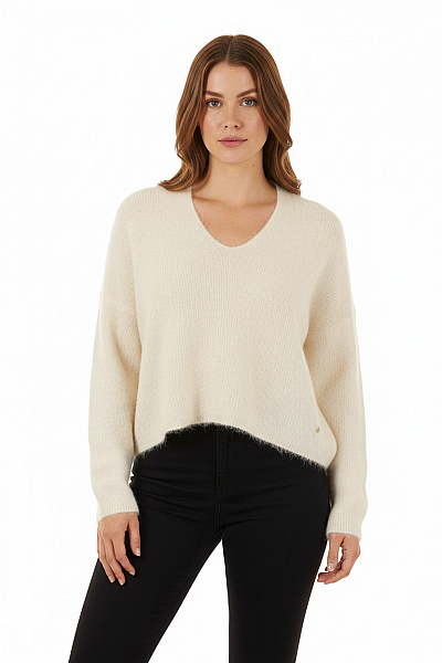 Dámský Svetr Alpacový Bílý Mos Mosh Second Hand Vel. L