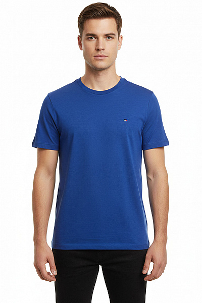 TOMMY HILFIGER Jednoduché Pánské Tričko Modré Vel. M