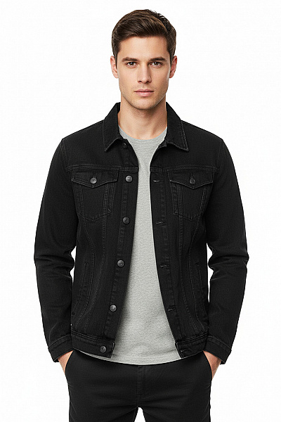 Džínová Pánská Bunda Černá JACK & JONES Vel. L