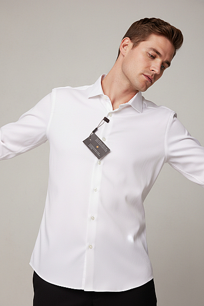 Jake*s Pánská Košile Jednobarevná Bílá Vel. 43/44