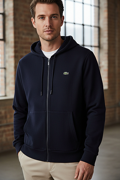 Pánská Mikina Na Zip Modrá LACOSTE Vel. XL