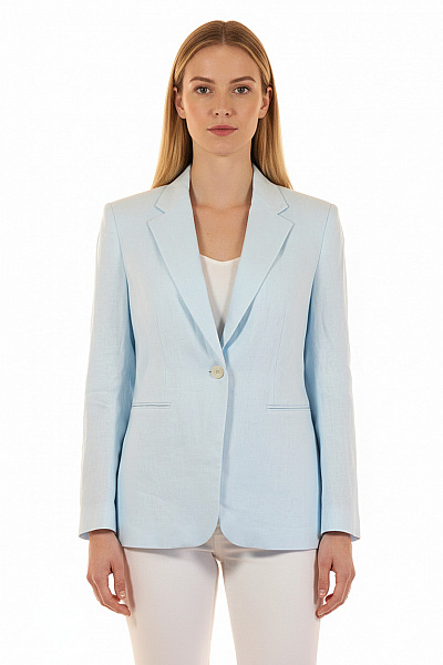 Letní Dámské Sako Lněné Modré MANGO Vel. 42