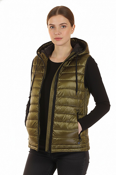 MARCCAIN Teplá Dámská Vesta Khaká Vel. N5