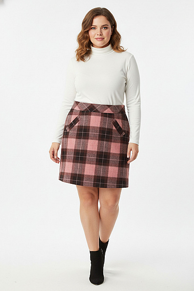 Kostkovaná  Sukně Vlněná Barevná Second Hand Vel. 44