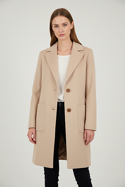 COMMA Dámský Kabát Vlněný Béžový Vel. 34