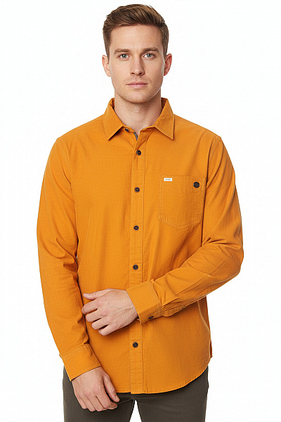 Pánská Košile Jednobarevná Žlutá Second Hand Vel. L