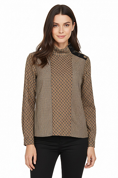 ZARA Vzorovaná  Halenka Hnědá Vel. XS