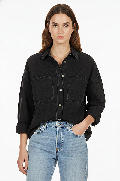 Riflová Dámská Košile Černá Vel. M