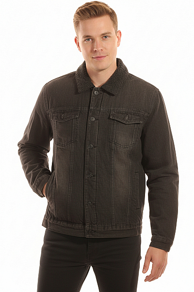 Straight Up Džínová Pánská Bunda Černá Vel. L