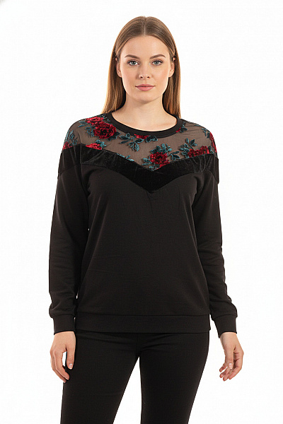 Vzorovaná  Halenka Černá Vel.  40