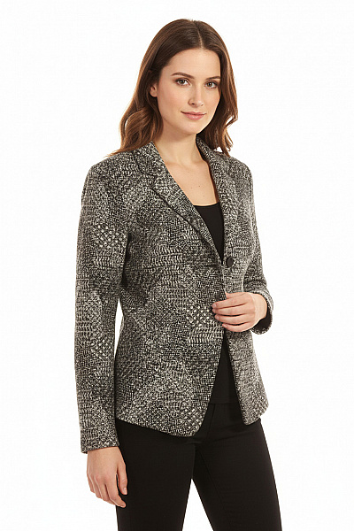 Teplé Dámské Sako Černobílé Sani Blu Second Hand Vel. 40