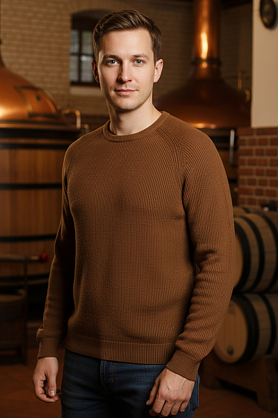 Pánský Svetr Vlněný Hnědý BRAX Vel. 50