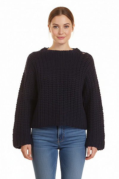 Dámský Pulovr Vlněný Modrý