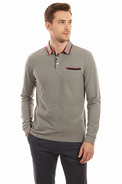 Pánské Tričko S Límečkem Šedé Vel. L