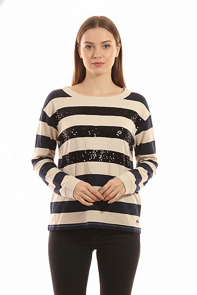 Vzorovaná  Halenka Béžová Monari Second Hand Vel. 42