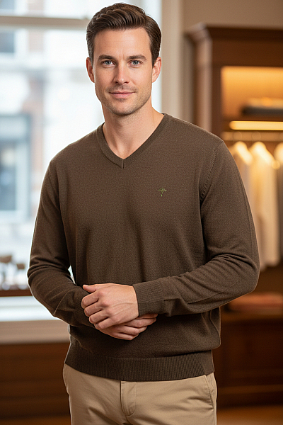 Pánský Pulovr Vlněný Khaký JOOP! Second Hand Vel. 52