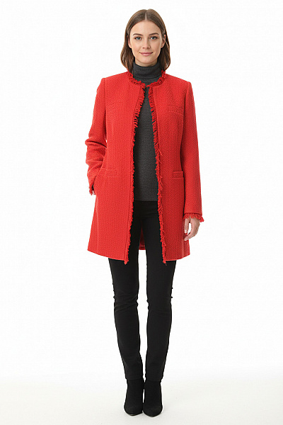 Krátký Dámský Kabát Červený Vel. 42