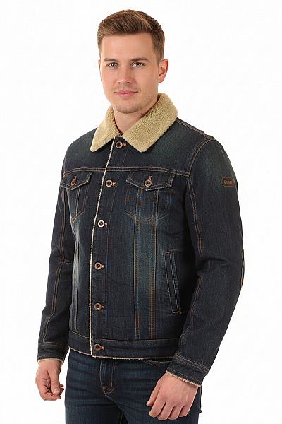 Džínová Pánská Bunda Modrá Vel. L