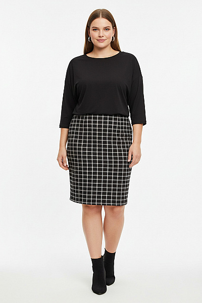 Orsay Kostkovaná  Sukně Černobílá Vel. XL