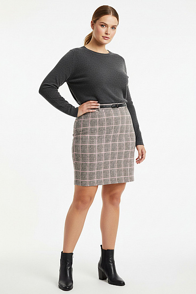 Kostkovaná  Sukně Šedá Orsay Vel. XL